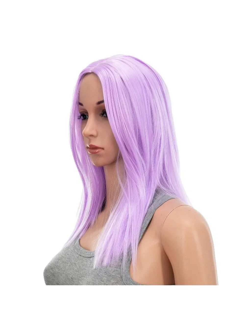 Women's 14 Inch Lilac Purple Wig Short Straight Middle Part Synthetic Heat